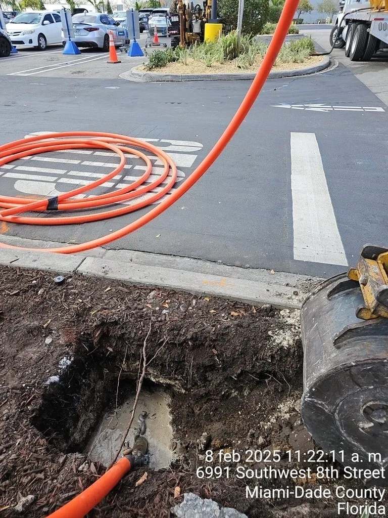 Directional bore under parking lot